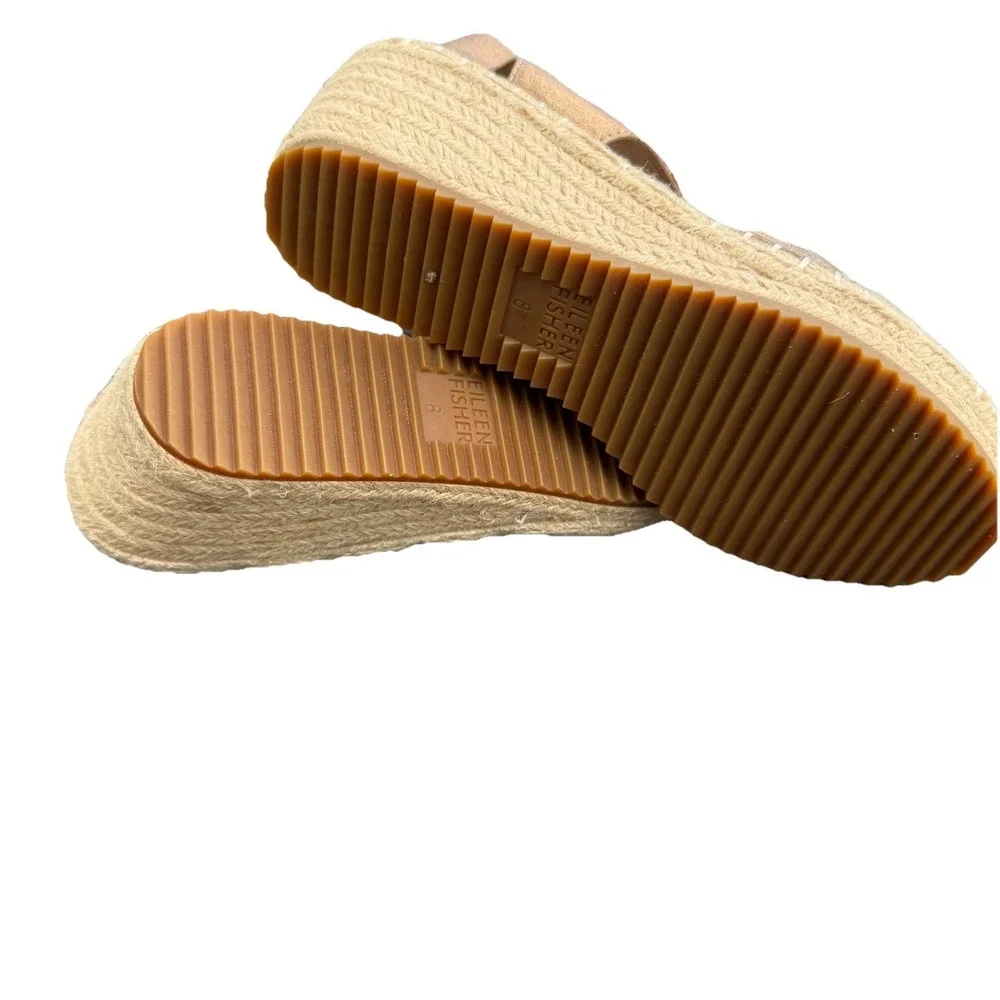 Eileen Fisher Agnes Espadrille Wedge‎ In Venus Metallic 8M NWB